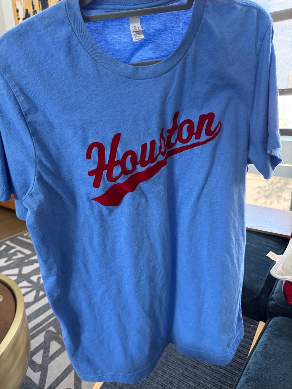 Bella Canvas Men's Light Blue T‑Shirt with Red Houston Script